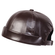 Men Solid Color PU Leather Landlord Caps Spring and Autumn Adjustable Melon Skin Hats Hip Hop Hat Painter Cap