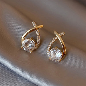 SKEDS Fashion Cross Stud Earrings For Women  Elegant Crystal Jewelry