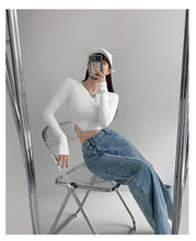 Yiya Style High-waisted Jeans Women's Loose-fit Straight-leg  Draped Wide-leg