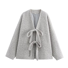 Women Wool & Blends Coats Winter New Street Fashion Four Color Lace-Up V-Neck Woolen Coat Jackets for Women Tops