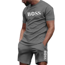 Men's two-piece sportswear, short sleeved T-shirt and pants set, running and fitness sportswear, summer