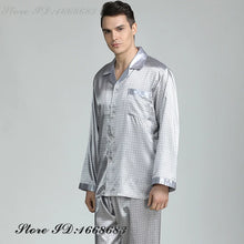 Plus Size Men's Sleepwear 2PCS Pajamas Set Spring Autumn Long Sleeve Trouser Pijamas Suit Loungewear Loose Silk Satin Home Wear