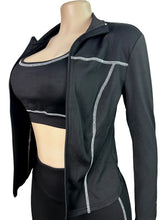 Weird Puss Casual 3 Piece Set Women Tracksuit Elastic Vest+Zip Jacket+Leggings Matching Street Sporty Fitness Street Shapewear
