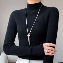 Autumn Winter Women Sweater Slim Fit Bottoming Shirt Basic Knitted Tops Black Long Sleeve Mock Neck Pullovers Strecth Innerwears