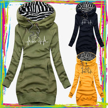 New Fashion Women's Casual Dresses Long Sleeve Sweatshirt Pullover Dress Pocket Hooded Hoodie Dresses