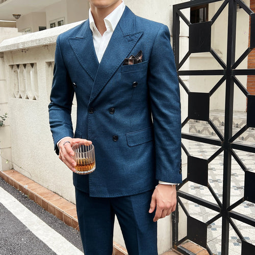 High-quality, fashionable, stylish, versatile and trendy wedding dress sets, dinner sets, men's slimming double-breasted suit se