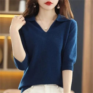 2024 Women's Warm Knitted Sweaters  V-Neck Loose Pullovers Top