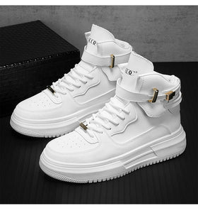 2024 Men's Skateboard  High Top Platform Sneakers  Leather Lace-up