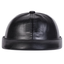 Men Solid Color PU Leather Landlord Caps Spring and Autumn Adjustable Melon Skin Hats Hip Hop Hat Painter Cap