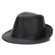 Men's Gentlemen's Fedora Hat Genuine 100% Cowhide Leather Trilby Cap Real Cowhide Leather Jazz Casual Autumn Winter Top Cap