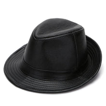 Men's Gentlemen's Fedora Hat Genuine 100% Cowhide Leather Trilby Cap Real Cowhide Leather Jazz Casual Autumn Winter Top Cap