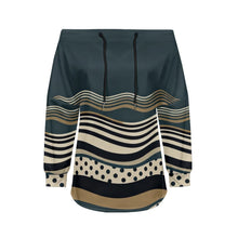 Trendy Off-Shoulder Sweatshirts with Striped & Polka Dot Patterns Drawstring Casual Loose-Fit Top for Women Casual Streetwear