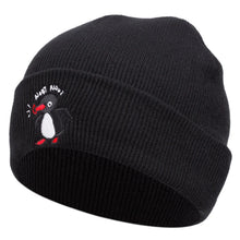 Cute penguin embroidered knitted hats for men and women, autumn and winter outdoor warm sports event woolen hats, bean hats