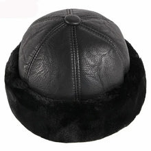 Thick Outdoor Warm Winter Hat Men Black Fur Leather Russian Male Windproof Snow Ski Cap Fleece Lined
