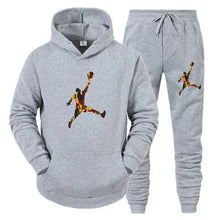 Men's fashion casual sportswear, outdoor fitness jogging set, autumn and winter pullover hoodie + warm pants two-piece