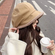Winter Hats for Women Suede Bucket Hat Plus Velvet Lamb Hair Caps Outdoor Warm Thick Beret Wide Brim Windproof Cap Thick Hats