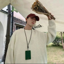 Knit Sweater Male Crewneck Round Collar Pink Men's Clothing Pullovers Solid Color Plain Korean Style Y2k Streetwear Fashion 2025