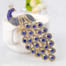 Sapphire Blue Crystal Rhinestone Peacock Brooch Jewelry Pin