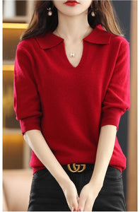 2024 Women's Warm Knitted Sweaters  V-Neck Loose Pullovers Top