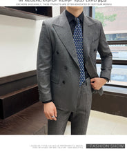 High-quality, fashionable, stylish, versatile and trendy wedding dress sets, dinner sets, men's slimming double-breasted suit se