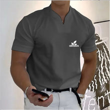 Summer Men's Short-Sleeved Cotton Casual Men's T-shirt V-neck