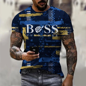 Men's round neck short sleeved T-shirt, 3D printed large casual sweater, fashionable trend, summer