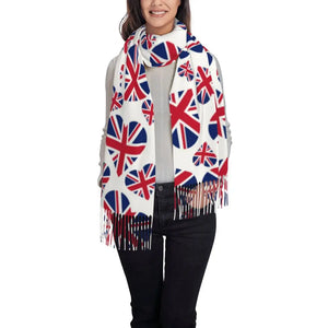 Custom UK Flag Tassel Scarf Women Winter Warm Shawl Wrap