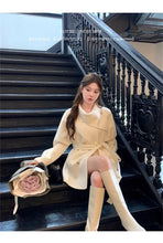 2025 Fall and Winter New Women Tops Coat Wool Blends Turn Down Collar Long Sleeve Double Breasted A Line Female Coats Clothing