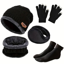 Men's winter hat, outdoor winter scarf, gloves, neckline, one plus cashmere insulated knit hat and socks