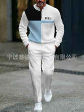 Mens Half Open Placket Zip Pullover   Casual Fashion Long Sleeve  Pants Set