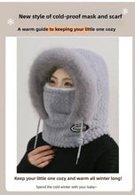 Winter Plush Hat for Women Warm Thick Hood with Scarf Mask Ear Protection Windproof Thermal Cap for Outdoor Cycling Riding