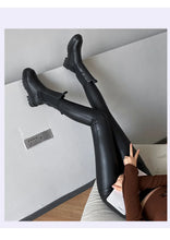 Autumn Winter Women's Leggings Pu Leather Pants Push Up Trousers Warm Black High Waist Tights