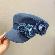 Western Style Oversized Floral Beret, Navy Sun Hat with UV Protection & Breathable Design for Women/Unisex Casual Outdoor