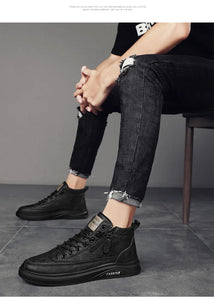 Men Autumn High Top Leather Casual Ankle Boots