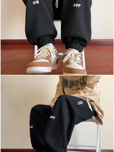 Winter Thickened Fleece Men's Pants Warm Casual Embroidery Letter Fleece Liner Thick Trousers Outdoor Thermal Warm Sweatpants