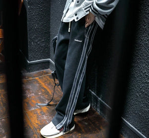 Straight Autumn and Winter Cotton Hip-hop Striped Trousers Male Sports Pants Wide Leg Men's Sweatpants Jogger Big Tall Man Long