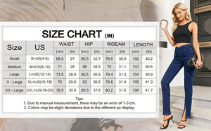 Curvy Slit Hem Jeans Women Slim Fit Stretch Pencil Pants Elastic High Waist Solid Color