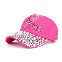 HOPE Believe Pink Ribbon Sparkly Denim Cap Breast Cancer Awareness Washed Dad Hats Rhinestone Bling Breast Cancer Survivor Gifts