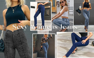 Curvy Slit Hem Jeans Women Slim Fit Stretch Pencil Pants Elastic High Waist Solid Color