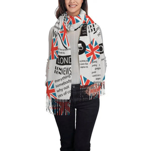 Custom UK Flag Tassel Scarf Women Winter Warm Shawl Wrap