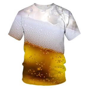 New 3D Printing Beer T-shirt Men‘s Cool Short-Sleeves Tees Fashion Oversize