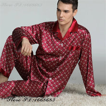 Plus Size Men's Sleepwear 2PCS Pajamas Set Spring Autumn Long Sleeve Trouser Pijamas Suit Loungewear Loose Silk Satin Home Wear