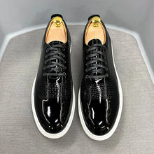 Men's Casual  Black Genuine Patent Leather High Quality Flats Italian Sneaker