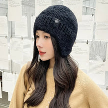 Winter versatile knitted hat for women with ear protection and elastic hood for warmth, cold resistance, and windproof riding