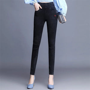 Winter Thicken Jeans Pencil Denim Pants Women Plush Velvet Lined