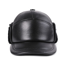 New Winter Cowhide Leather Warm Bomber Hats For Men Fur Wool Plush Thickened Coldproof Earmuffs Hats Natural Genuine Leather Cap