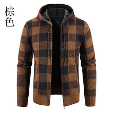 Men's New Plaid Jacket Hooded Sweater Autumn Winter Fleece Outwear Thick Warm Casual Clothing Cold Windbreaker Coat
