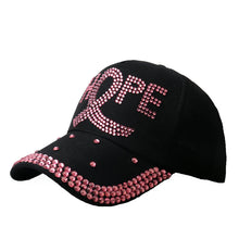 HOPE Believe Pink Ribbon Sparkly Denim Cap Breast Cancer Awareness Washed Dad Hats Rhinestone Bling Breast Cancer Survivor Gifts