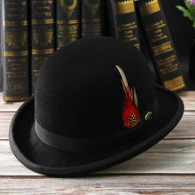 Men top hat Wool Bowler Hat Derby Hat Autumn Winter Vintage British Style Jazz Cap Presidential Hat 11 cm high magician hat