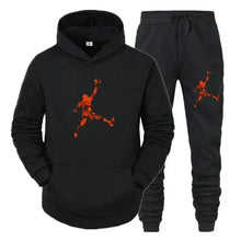 Men's fashion casual sportswear, outdoor fitness jogging set, autumn and winter pullover hoodie + warm pants two-piece